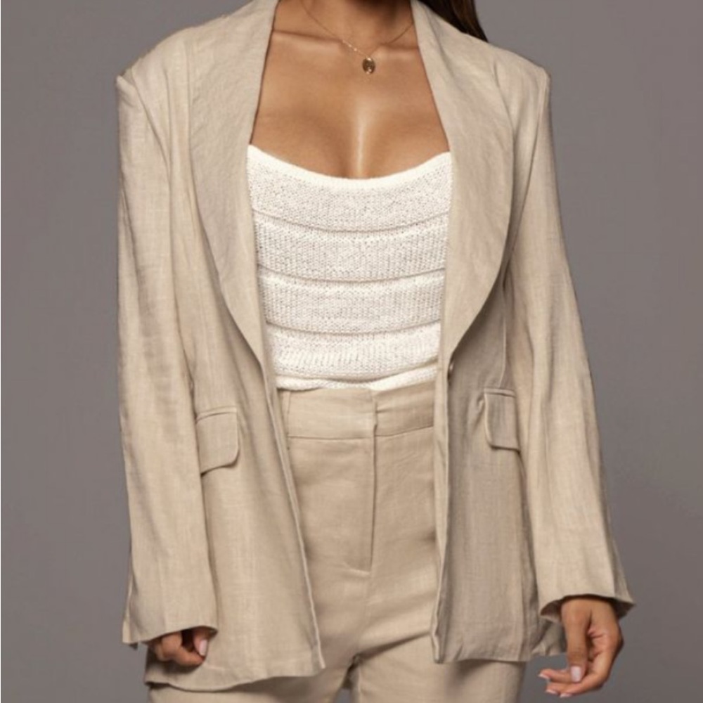 JLUXLABEL BEIGE LINEN BLAZER SIZE SMALL